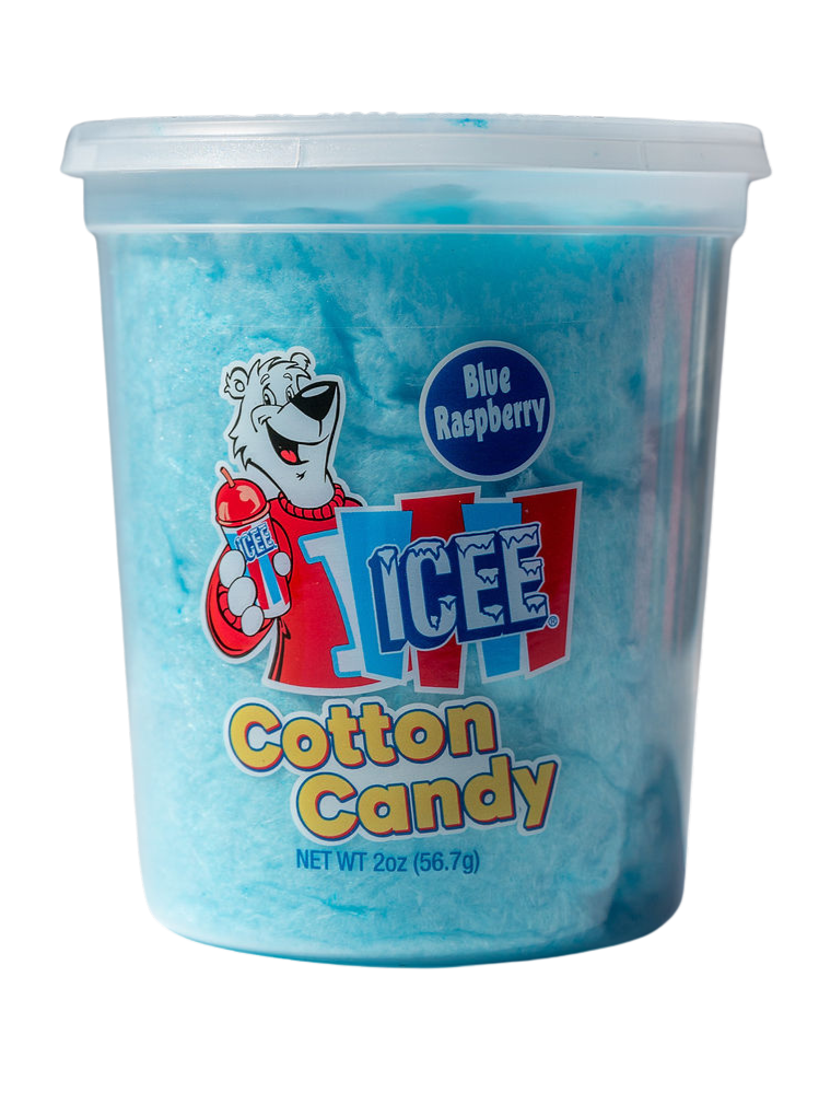 Raspberry Button Candy ICEE Blue Raspberry Cotton Candy (4-pack) – Santa Cruz Fun Foods